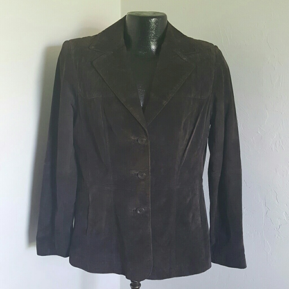 Vintage Liz Claiborne leather suede brown jacket women size LP